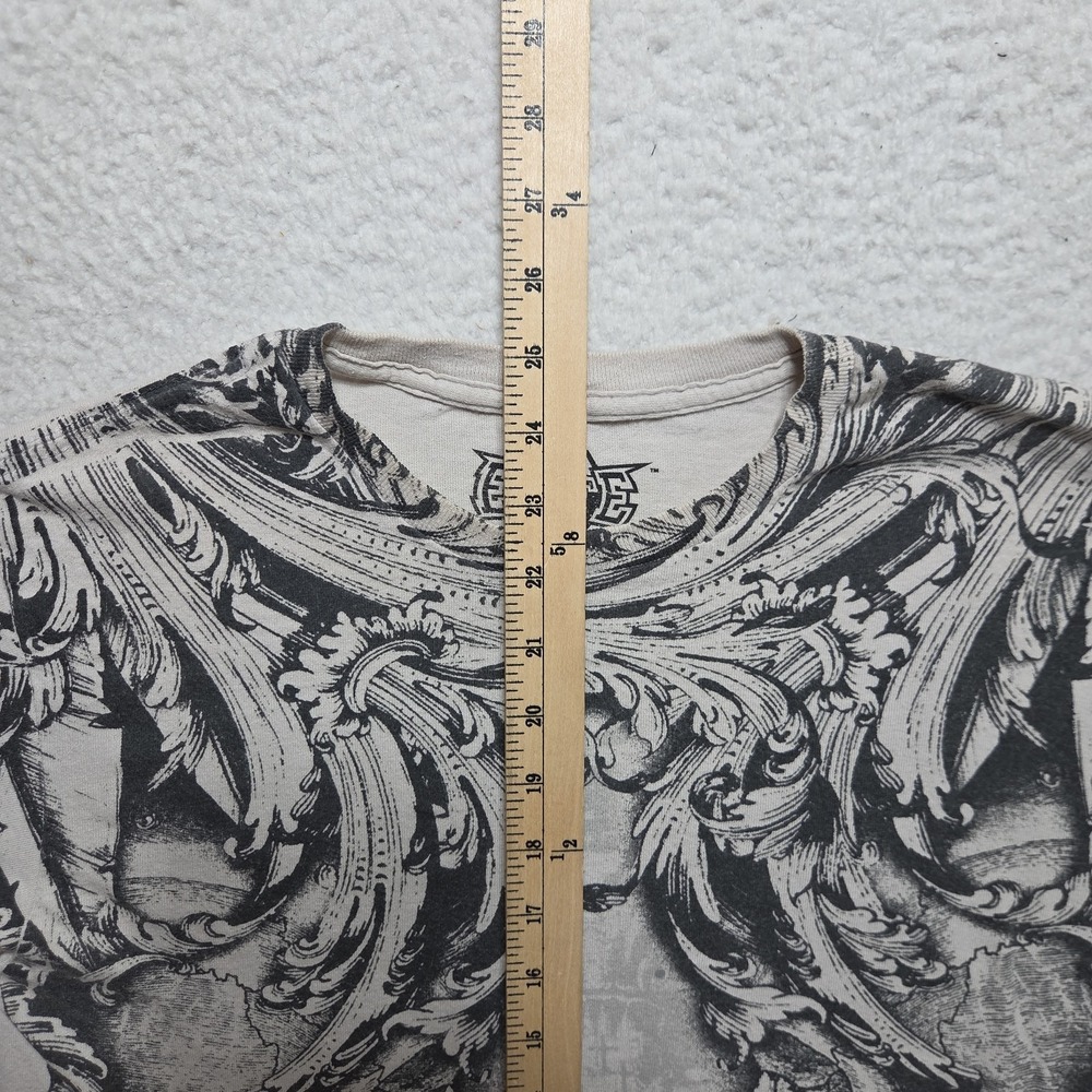 Y2K MMA Elite T Shirt Mens Small Gray Tee All Over Print AOP Skull Goth Punk - Picture 4 of 6